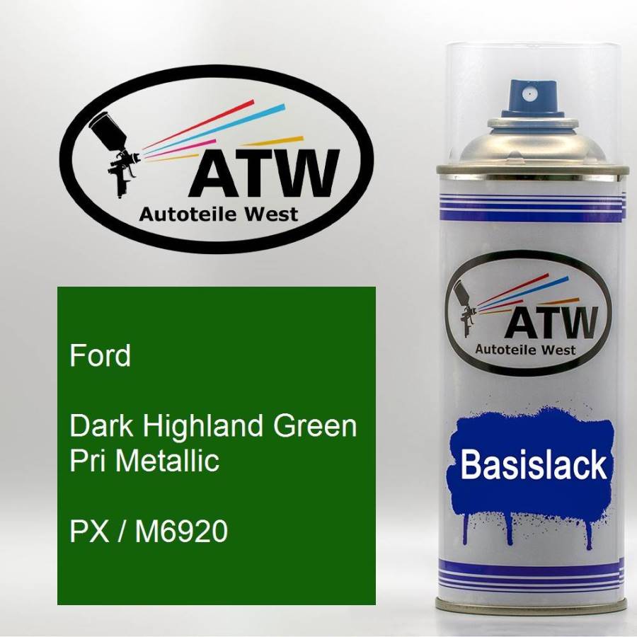 Ford, Dark Highland Green Pri Metallic, PX / M6920: 400ml Sprühdose, von ATW Autoteile West.